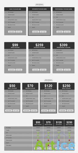 Pricing Tables PSD