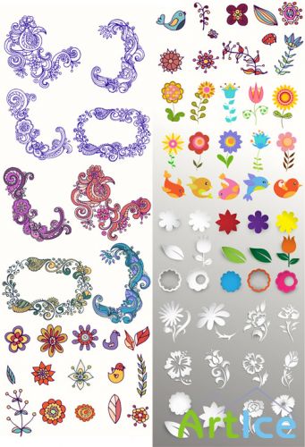 Summer Flowers Vector Set 2