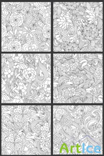 Seamless Vector Patterns Floral Chaos Set 59