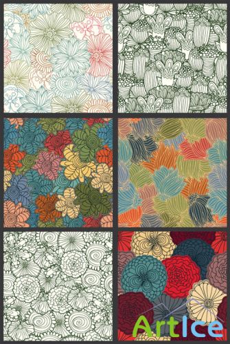 Seamless Vector Patterns Floral Chaos Set 60