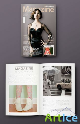 Pixeden - Overhead View Magazine Mockup