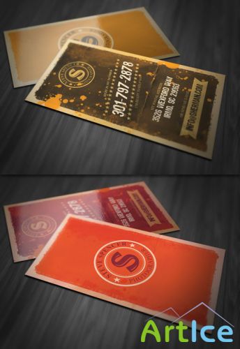 Grunge Splatter Business Card PSD Template 1