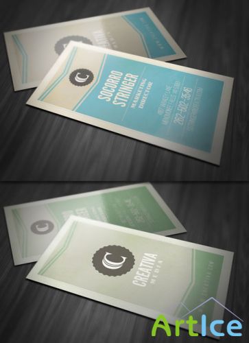 Vintage Vertical Business Card PSD Template