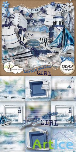 Scrap Set - Little Sailor Girl PNG and JPG Files