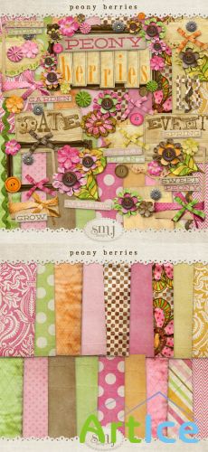 Scrap Set - Peony Berries PNG and JPG Files