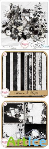 Scrap Set - Blanco and Negro PNG and JPG Files