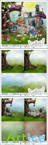 Scrap Set - Adventures in Wonderland PNG and JPG Files