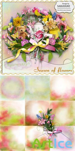 Scrap Set - Season of Flowers PNG and JPG Files