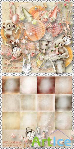 Scrap Set - Lets Celebrate! PNG and JPG Files