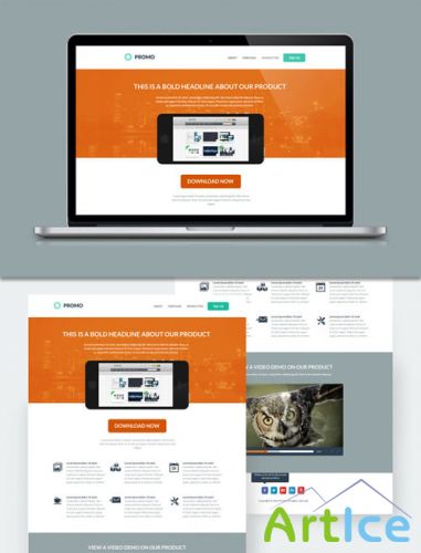 WeGraphics - Promo - Flat Style Landing Page PSD