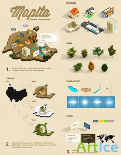 3D Isometric Map Mockup