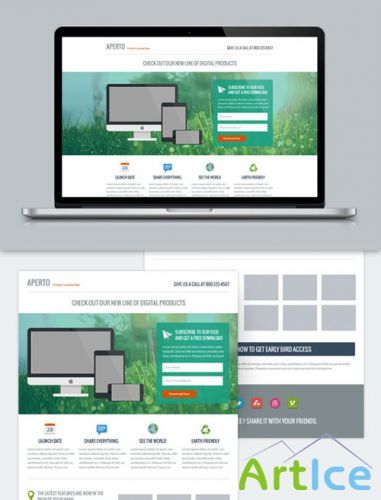 WeGraphics - Aperto - Flat Style Landing Page PSD