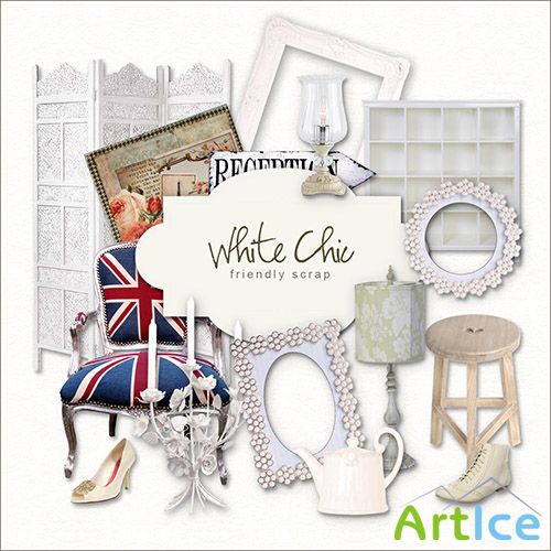 Scrap-kit - White Chic - Vintage PNG Illustrations