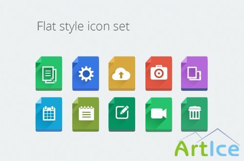 PSD & PNG Icon Set - Modern Flat Style