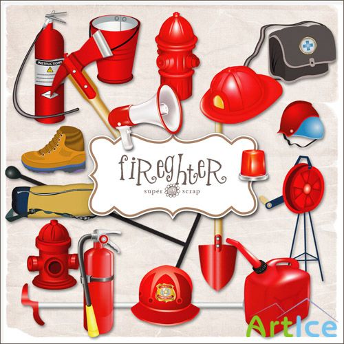 Scrap Set - Fireghter PNG Files