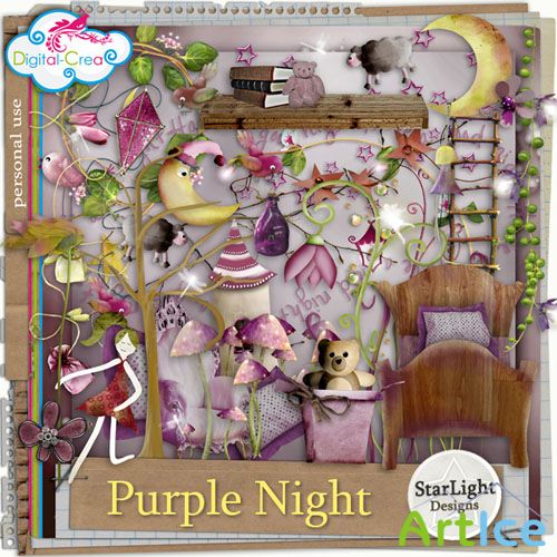 Scrap Set - Purple Night PNG and JPG Files