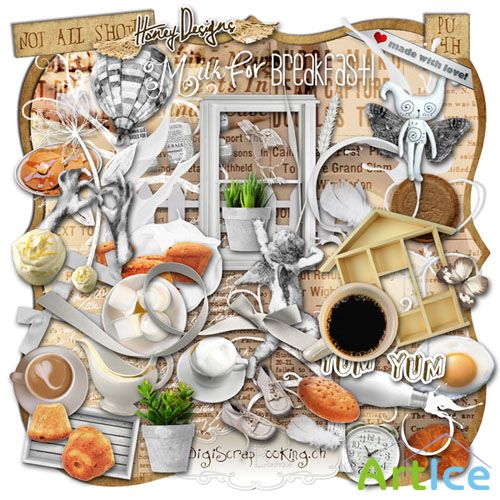 Scrap Set - Milk For Breakfast PNG and JPG Files