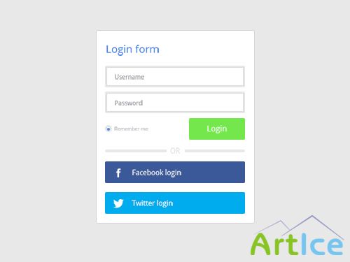 PSD Web Design - Login box with social buttons