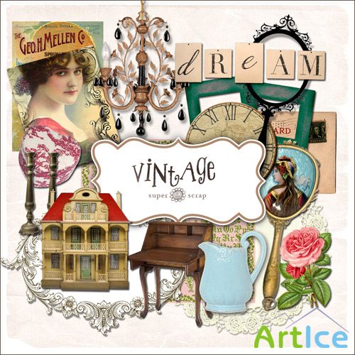 Scrap Kit - Vintage Ledy PNG Files