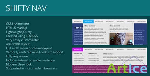 CodeCanyon - Shifty Nav - a Fully Responsive JS CSS3 Mega Menu - RIP