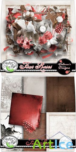 Scrap Set - Four Roses PNG and JPG Files