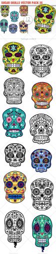 Sugar Skulls Vector Pack 36