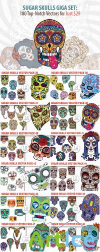 Sugar Skulls Giga Set: 180 Top-Notch Vectors for Just $29