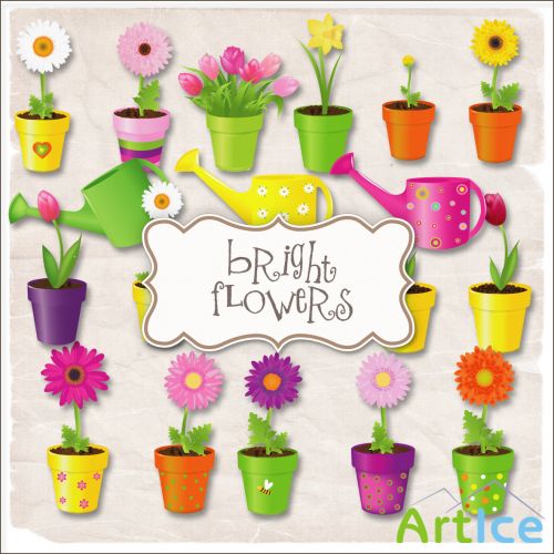 Scrap Set - Bright Flowers PNG Files