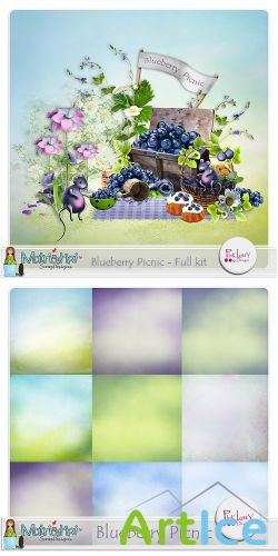 Scrap Set - Blueberry Picnic PNG and JPG Files