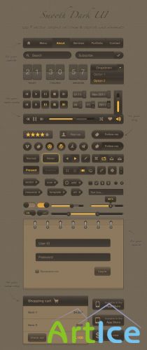 Smooth Dark UI Kit PSD Web Elements