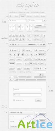 Silky Light UI Kit PSD Web Elements