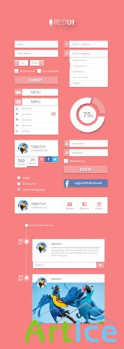 PSD Web Design - RED UI - User Interface