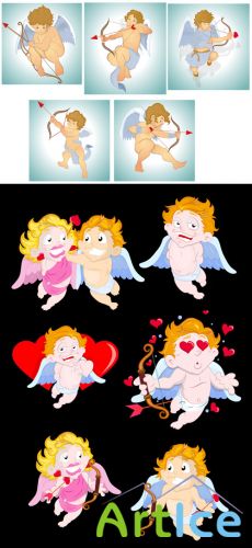 Valentine Cupid Characters Vector Set 2