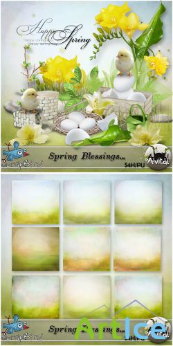 Scrap Set - Spring Blessings PNG and JPG Files