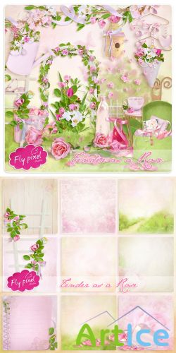 Scrap Set - Tender of a Rose PNG and JPG Files