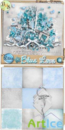 Scrap Set - Blue Love PNG and JPG Files