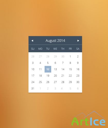 PSD Web Design - Flat calendar widget