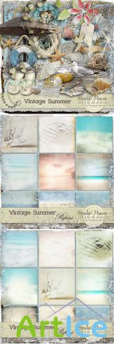 Scrap Kit - Vintage Summer PNG and JPG Files