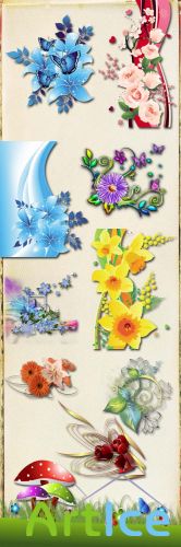 Floral Decor for Collages PNG Files