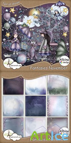 Scrap Set - Fantasies November PNG and JPG FIles