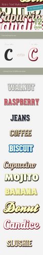 Designtnt - Retro Text Ps Styles Set 2