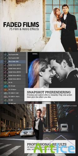 Faded Films - 72 Film Retro Effect PS Actions