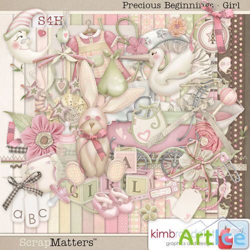 Scrap Set - Precious Beginning - Girl PNG and JPG Files