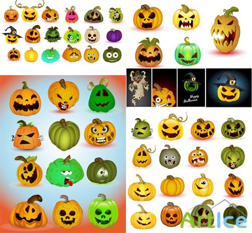 Halloween Spooky Pumpkins Vector