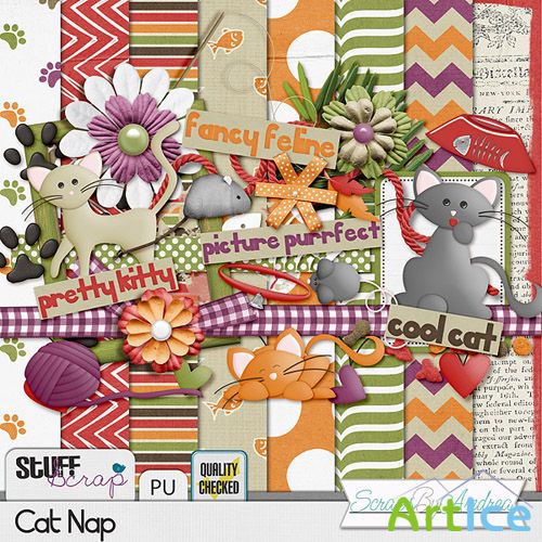 Scrap Set - Cat Nap PNG and JPG Files