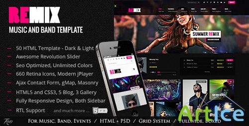 ThemeForest - Remix - Music and Band HTML5 Template - RIP