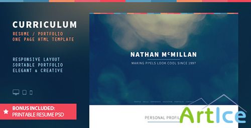 ThemeForest - Curriculum - Responsive One-Page Portfolio / Resume - RIP