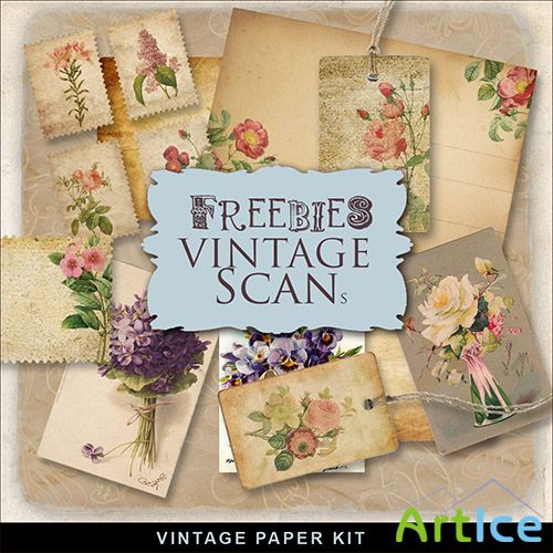 Scrap-kit - Vintage Paper With Flowers