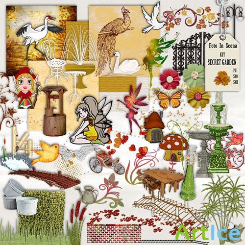 Scrap Set - Secret Garden PNG Files