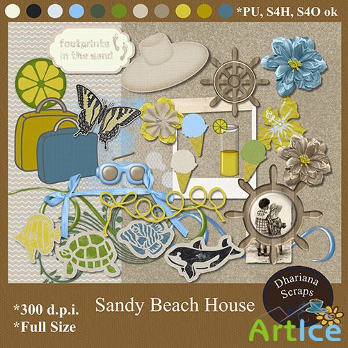 Scrap Set - Sandy Beach House PNG and JPG Files